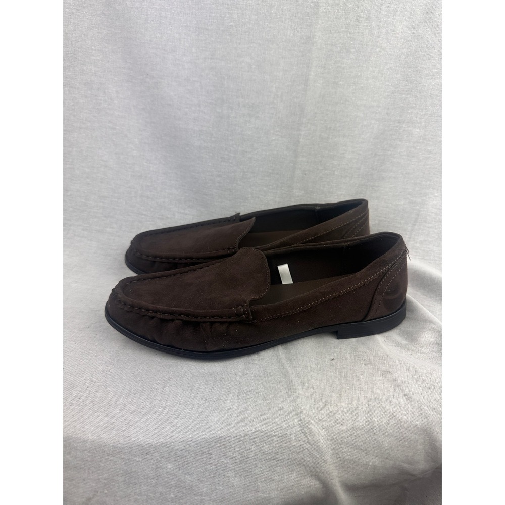 A New Day Womens Brown Faux Suede Memory Foam Loafers‎ Size 6.5 Moc Toe Shoes